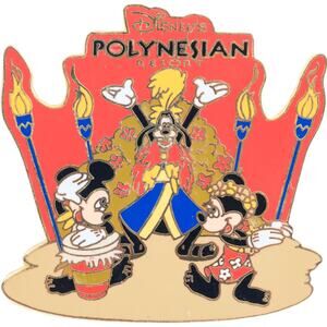 Disney Polynesian Resort Luau Pin 2000 Mickey Minnie Goofy